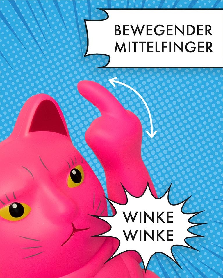 Fluffy Dreams – Angry CAT Spardose Sparbüchse mit Stinkefinger, aus  Winkekatze Wird Stinkekatze, als Geschenk für Winkkatzen-Liebhaber | Farbe:  matt