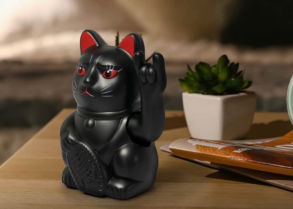 ANGRY CAT - Winkekatze Lucky CAT - Rockige Winkende - Rock- Japanische  Winkkatz online kaufen